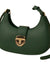 Crescent Leather Luxury Shoulder Bag for Women | Deep Green