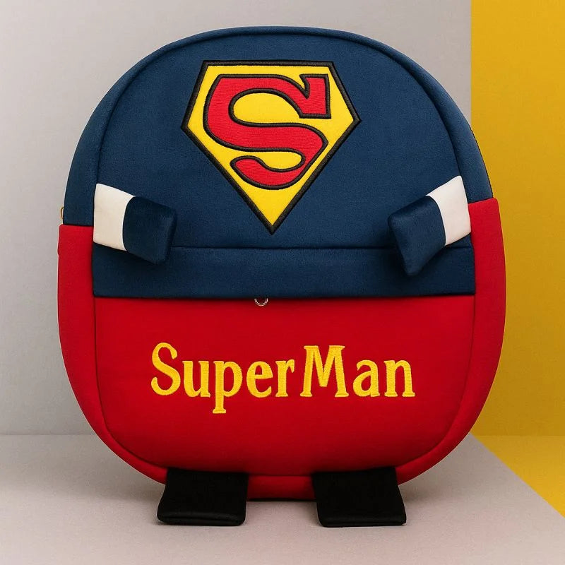 Cute Plush Superman Character Backpack | Stuffed School Bag & Gift for Kids